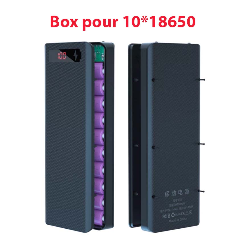 Boitier pour 10 piles type 18650 power bank