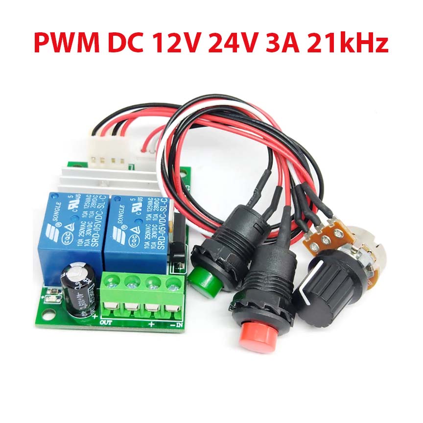 PWM contrôleur de vitesse moteur DC 12V 24V 3A 21kHz