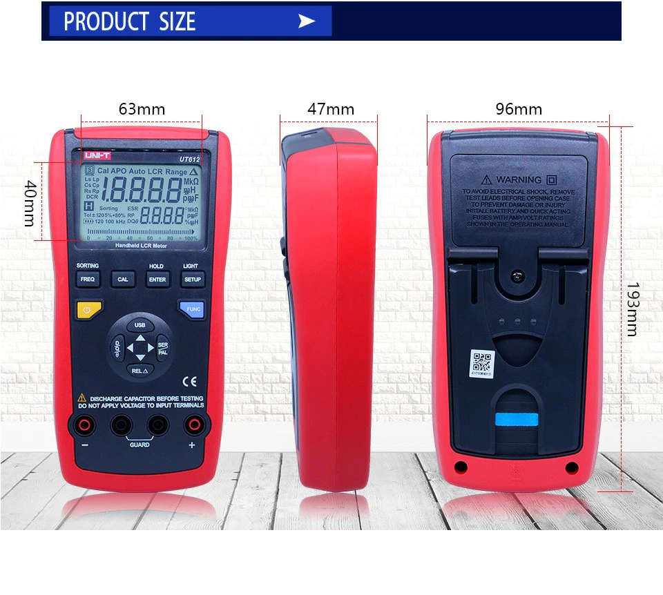 UT612 LCR Testeur de fréquence d’inductance de gamme automatique multimètre numérique de mètre – Image 3