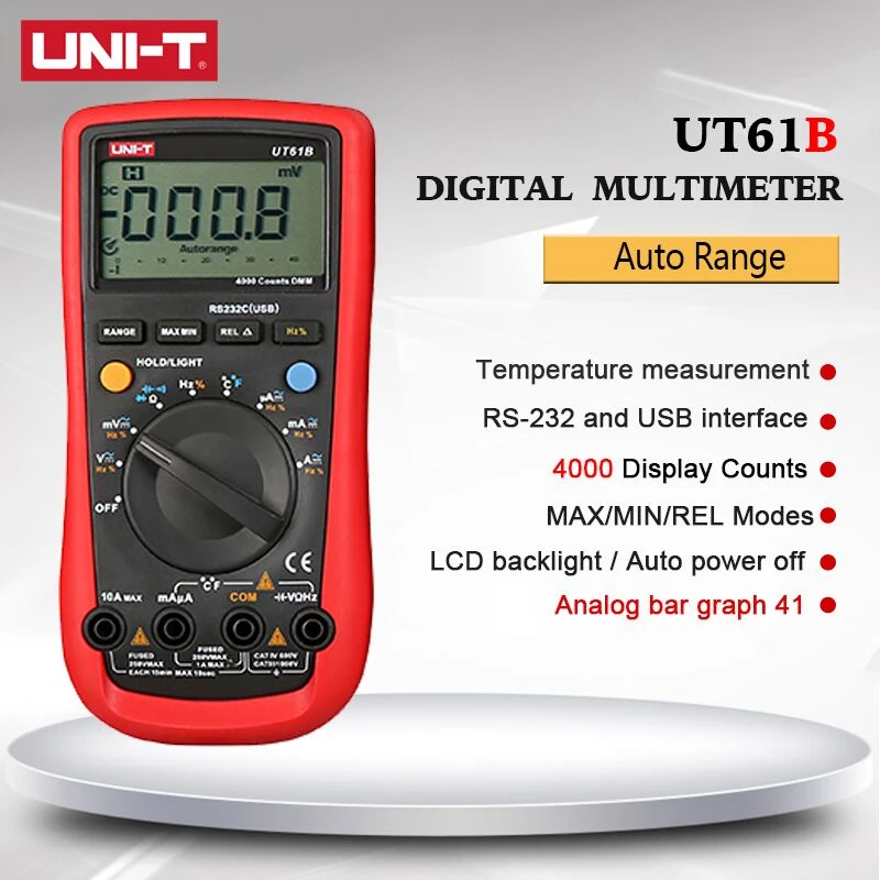 UT61B Multimètre numérique automatique, AC, DC, support de données, ohmètre, ammètre – Image 2