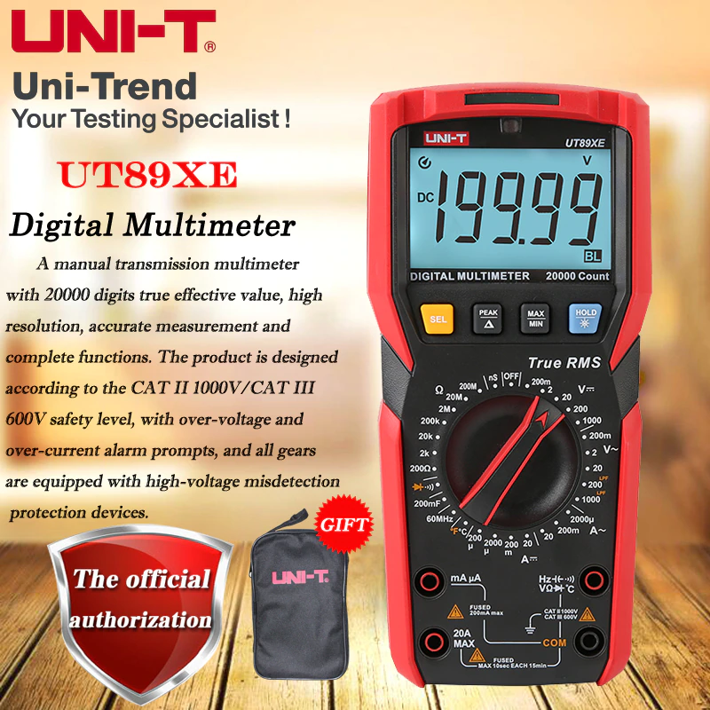 UT89XE NCV multimètre numérique affichage 20000 plage de tension AC DC 1000V vrais RMS 20A testeur de courant