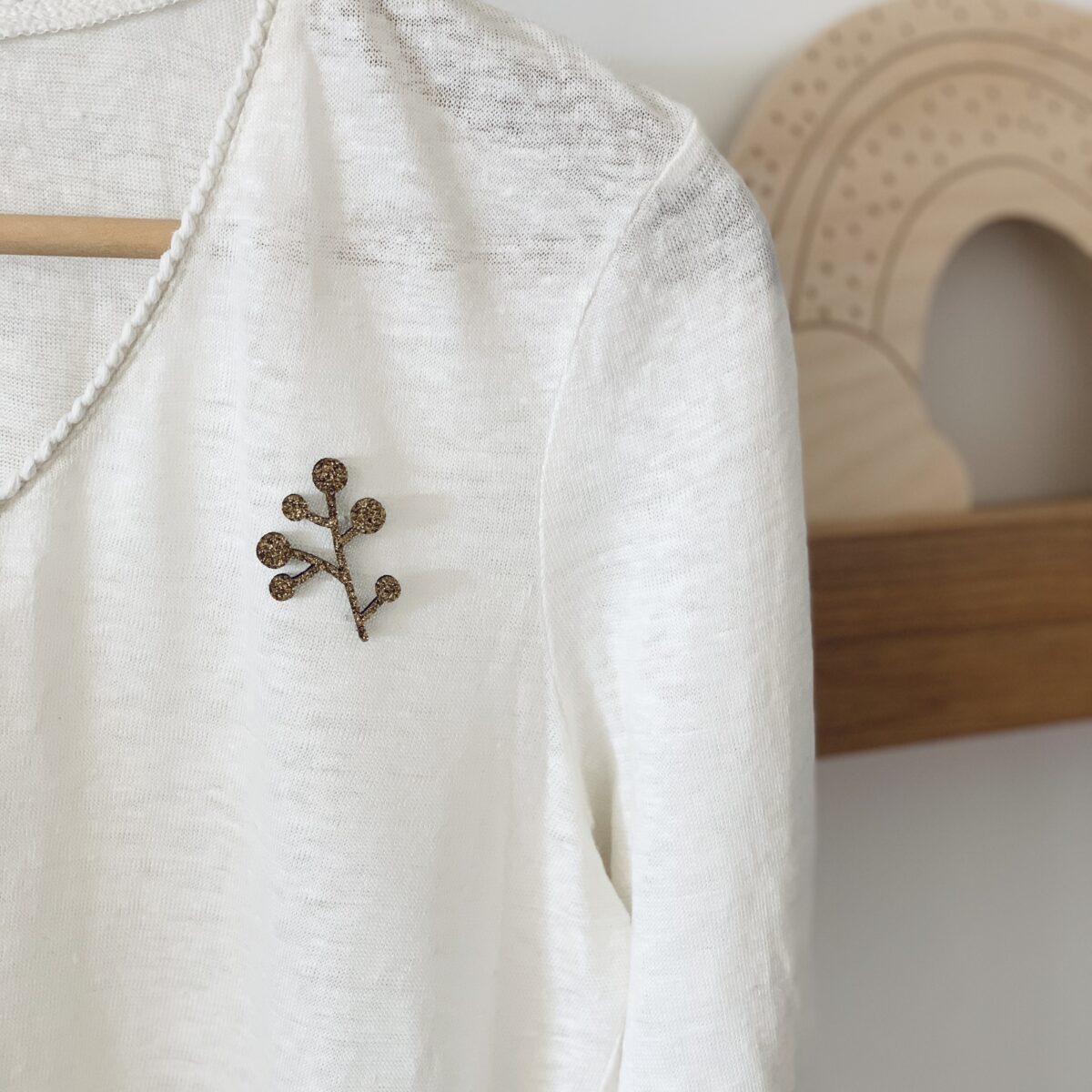Pin’s feutrine pailletée – Branche de gui – Image 2