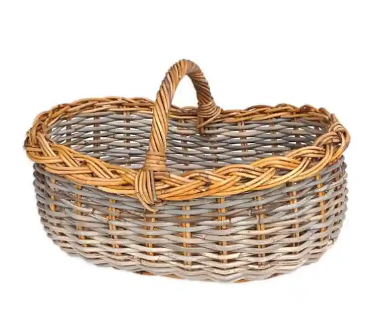 Panier anse basse ovale en rotin