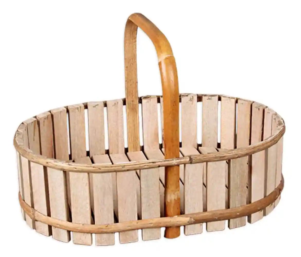 Panier ovale bois et rotin