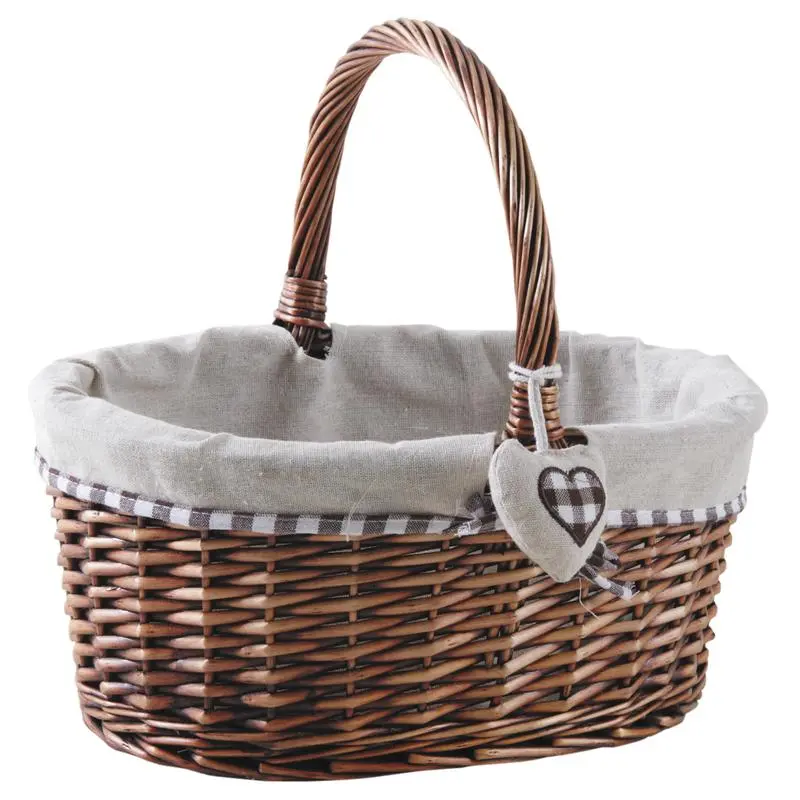 Panier ovale en osier teinté doublé tissu