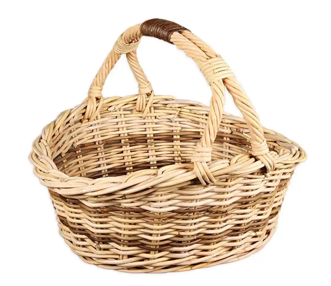 Grand panier ovale en rotin anse double